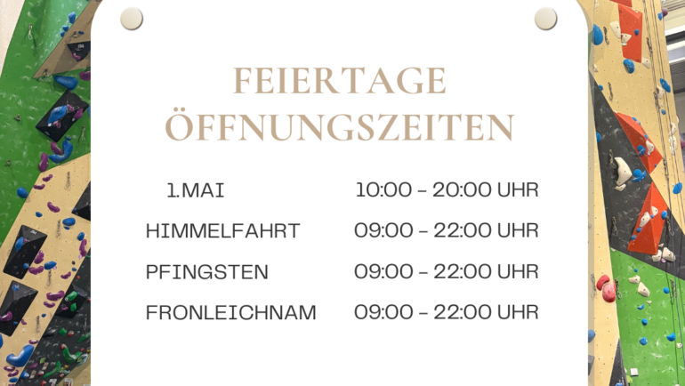 Öffnungszeiten verlängerte Wochenenden
