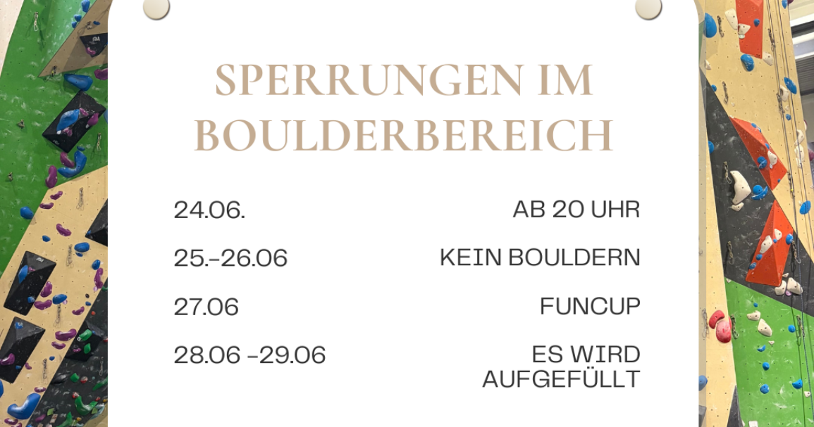 Einschränkungen Boulderbereich