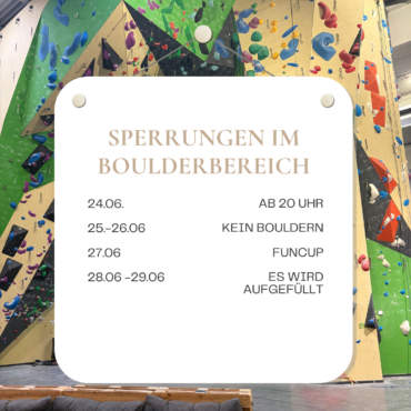 Einschränkungen Boulderbereich